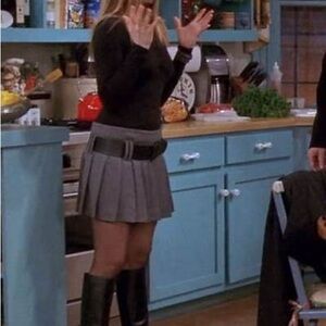 Burberry Gray Pleated Mini Skater Skirt